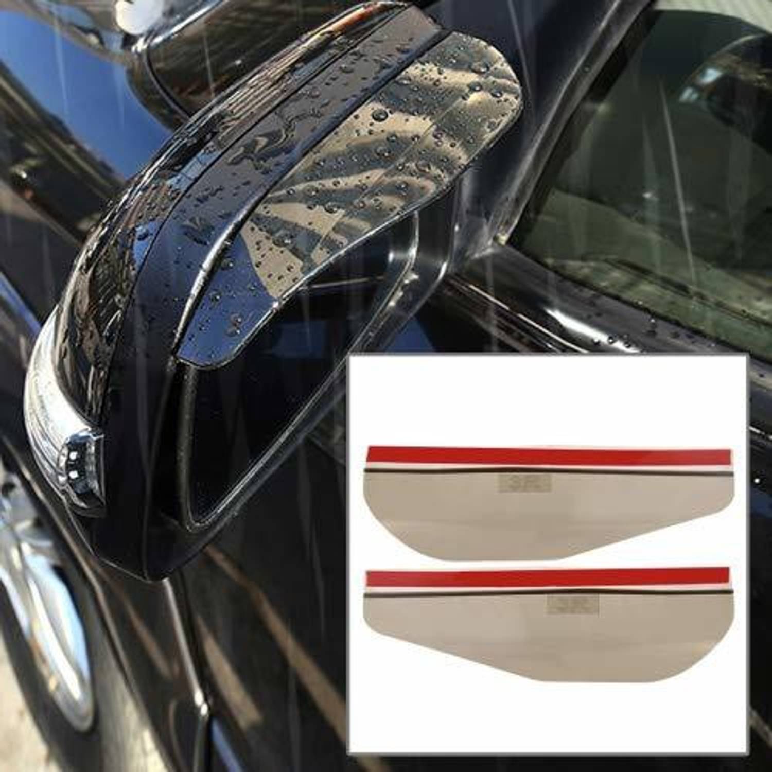 Automaze PVC 3R 1 Pair Side Mirror Rain Blades Car Back Mirror Eyebrow Rain Cover Car Mirror Rain Blocker