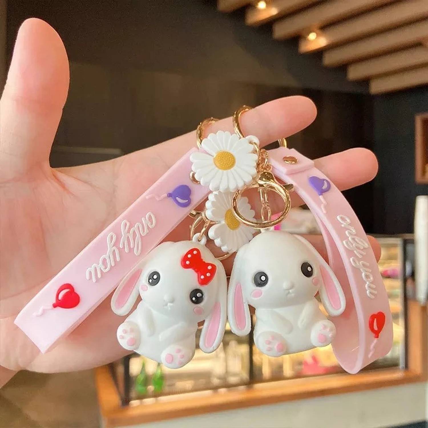 KYOP Cute 3D Rabbit Keychain With Charm Key Chain Price in India