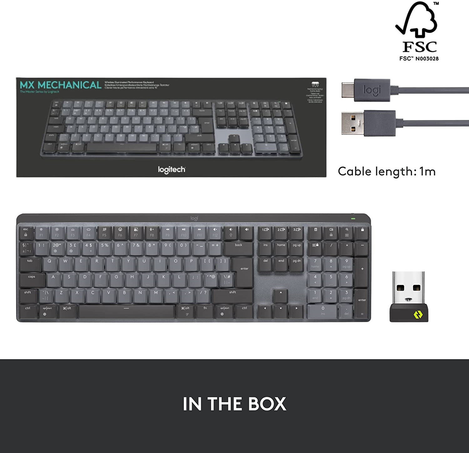 Image of Logitech MX Keys Mechanical Wireless Standard Laptop Keyboard Compatible with Desktop, Laptop, Mac with Plug & Play USB Interface (Black, Dark Grey)