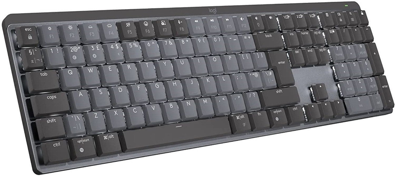 Image of Logitech MX Keys Mechanical Wireless Standard Laptop Keyboard Compatible with Desktop, Laptop, Mac with Plug & Play USB Interface (Black, Dark Grey)