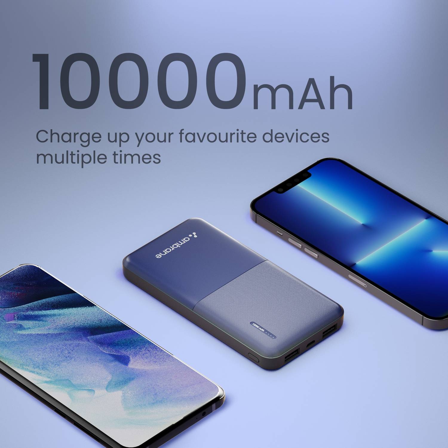 Ambrane 10000 mAh 12 W Compact Pocket Power Bank Blue - Image 3