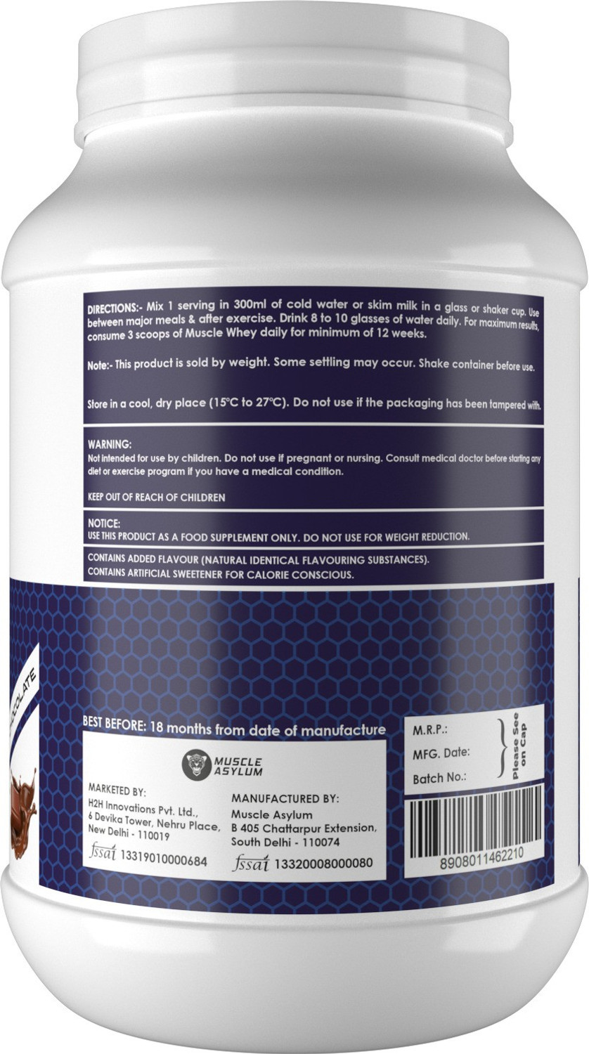 Image of Muscle Asylum Muscle Whey 100% Whey Protein-Double Chocolate-1Kg &Creatine -250gm (Unflavored) Whey Protein