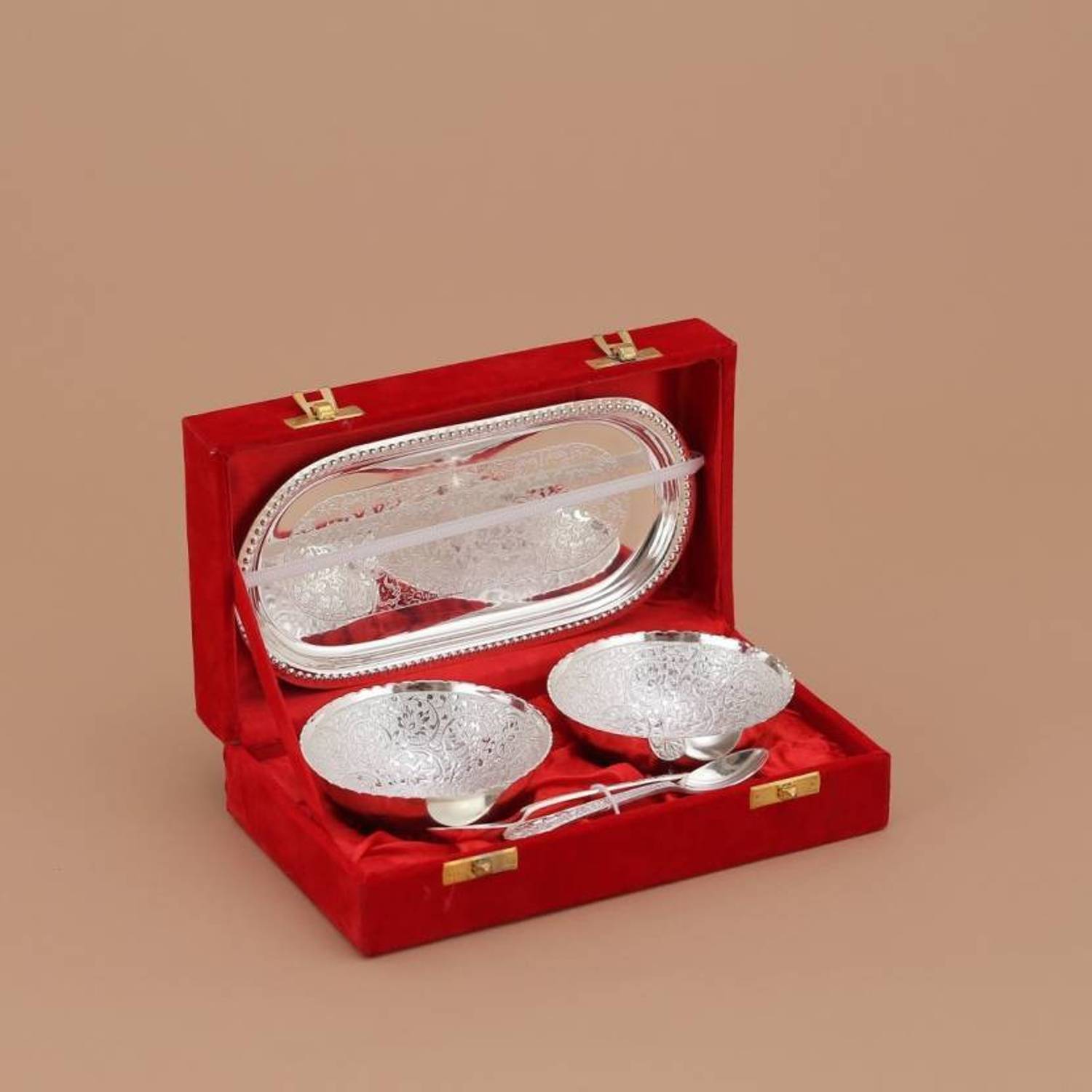 Arsalan Silver Plated Serving Bowl Capsule Tray