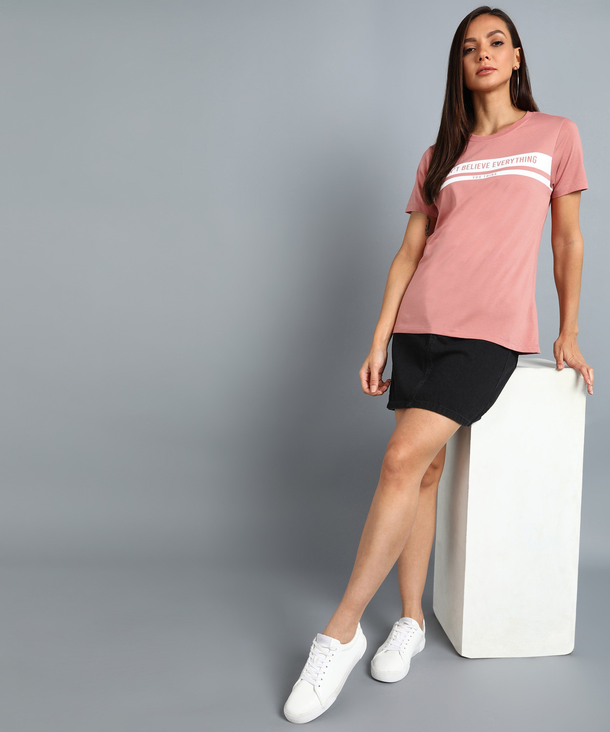 Image of METRONAUT Printed Women Round Neck Pink T-Shirt
