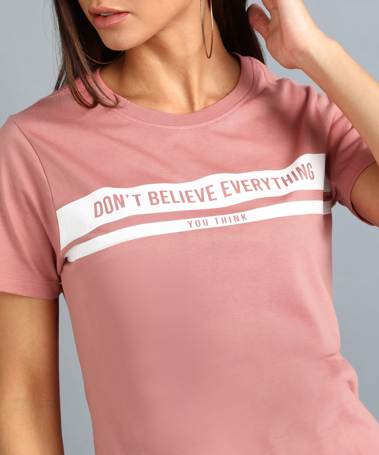 Image of METRONAUT Printed Women Round Neck Pink T-Shirt