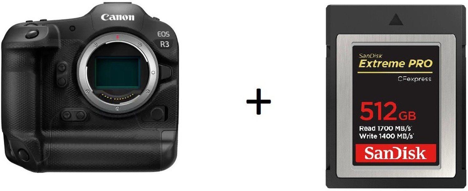 Image of Canon EOS R3 Mirrorless Camera Body Only with SanDisk 512GB CF Express Card