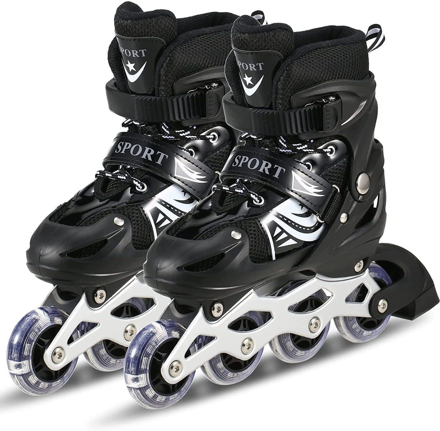 Image of DolbyCreation Sparkle Adjustable Inline Skates with Front Light up Wheels In-line Adults