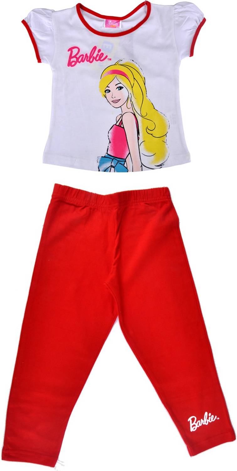 BARBIE Kids Nightwear Girls Self Design Cotton Blend