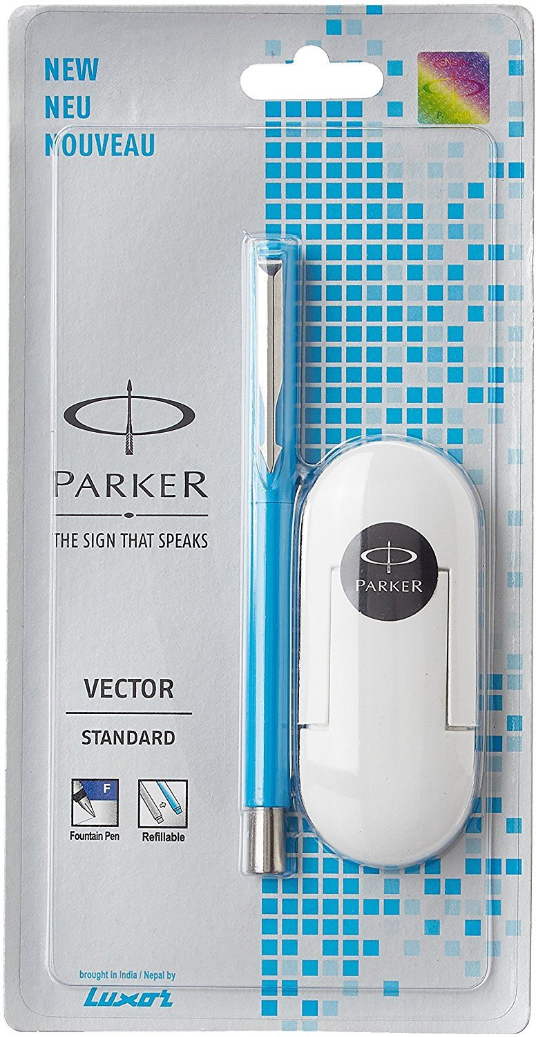 Image of PARKER Vector Standard Chrome Trim Fine with 3 Ink Cart Fountain Pen