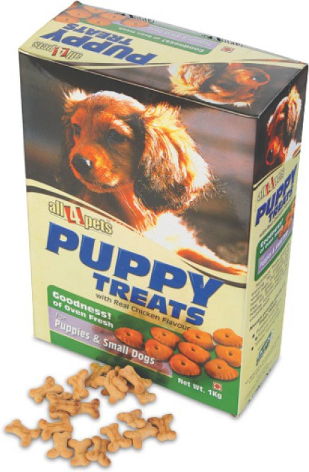 All4pets Cookies Milk, Chicken, Vegetable 1 kg Dry New Born Dog Food