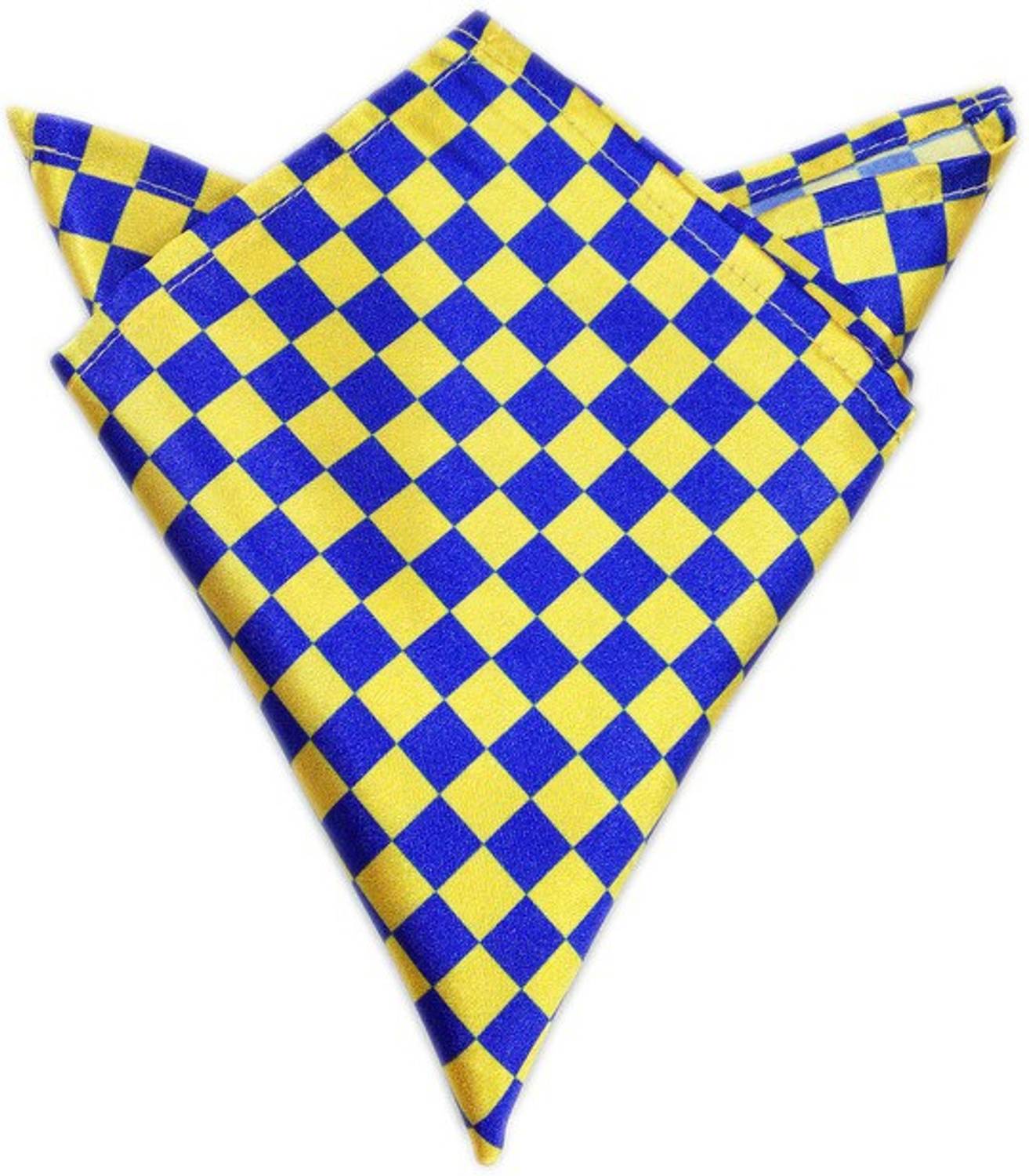 Blacksmithh Flags Yellow Checkered Satin Blend Pocket Square