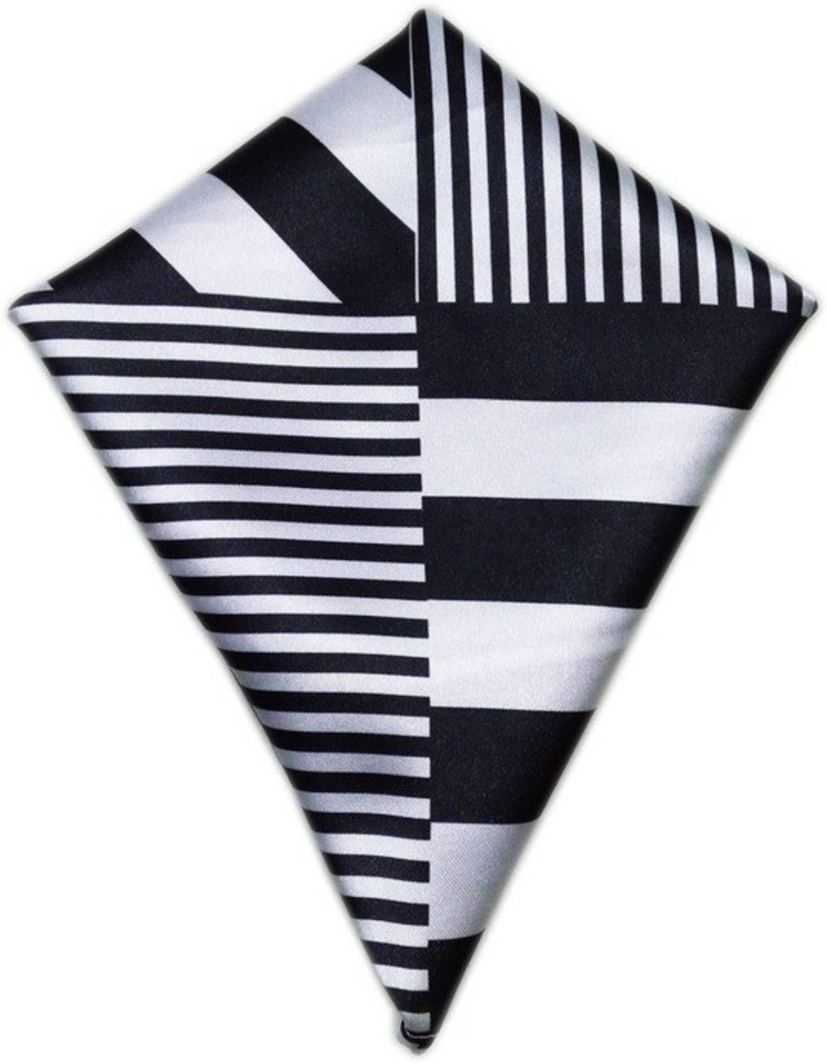 Blacksmithh European Black Geometric Print Satin Blend Pocket Square