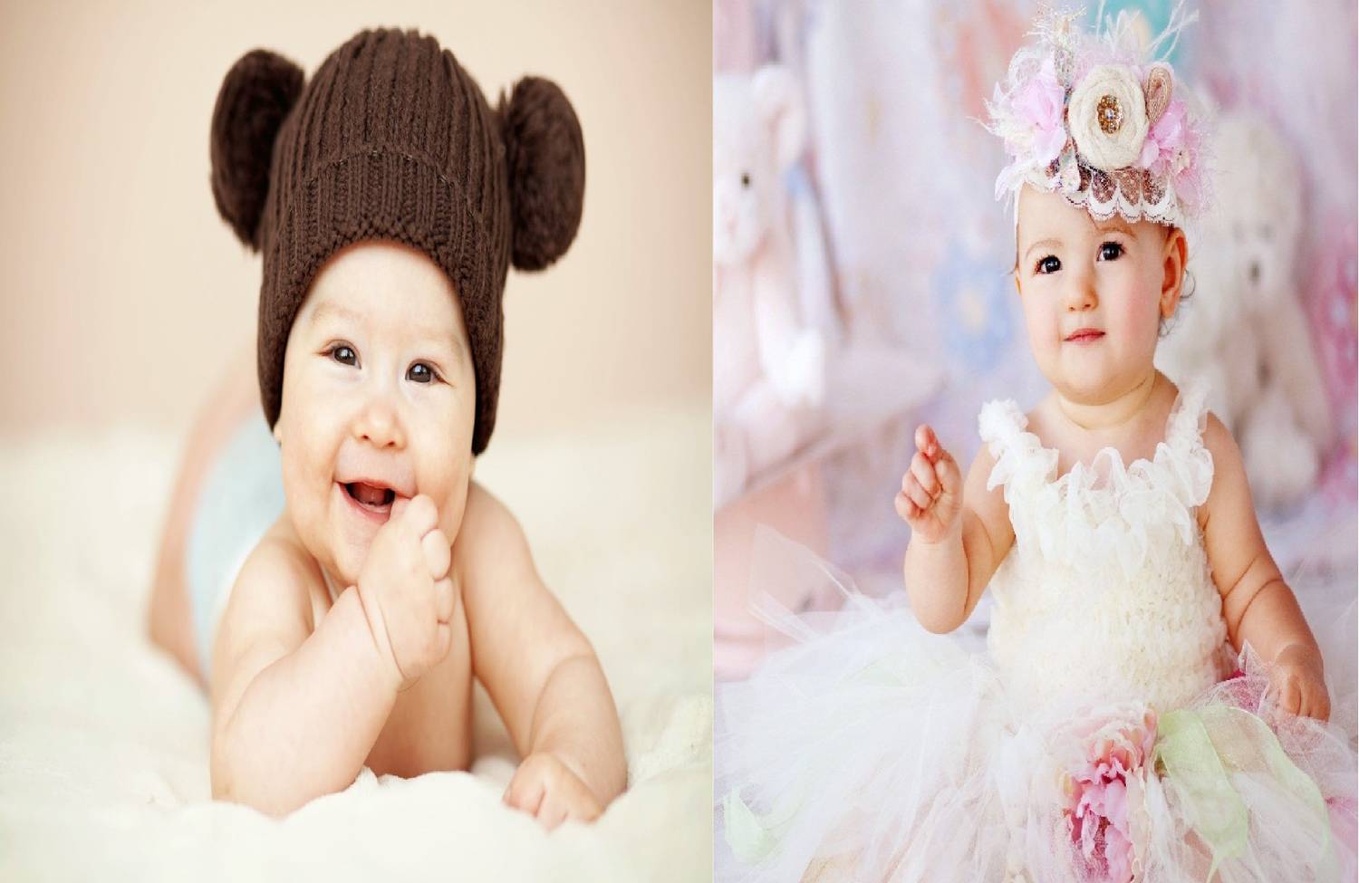 Baby Poster Cute Smiling New Born Kid Infant Child Wall Decor – 2 Pcs Combo Photographic Paper