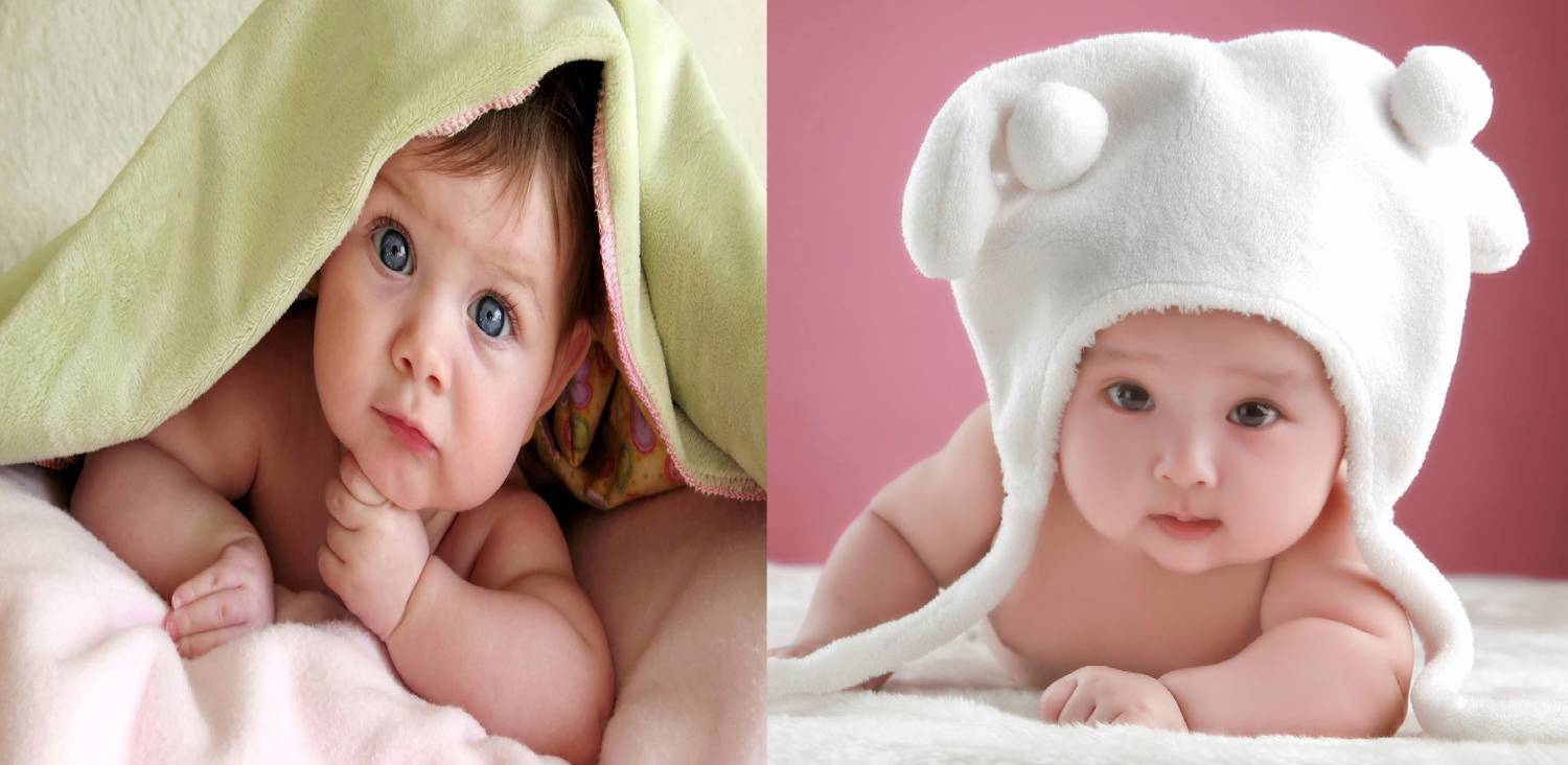 Baby Poster Cute Smiling New Born Kid Infant Child Wall Decor – 2 Pcs Combo Photographic Paper