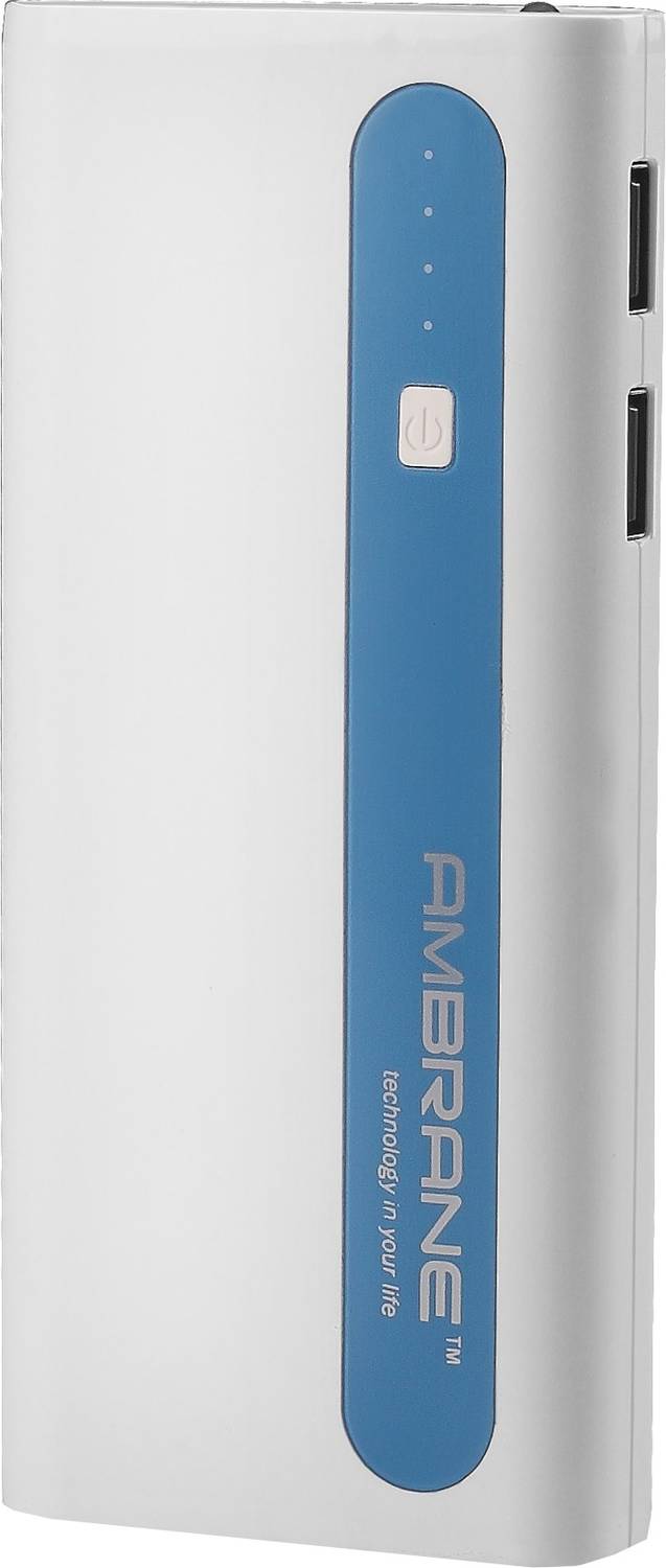 Ambrane 13000 mAh Power Bank (White, Blue, Lithium-ion, for Mobil