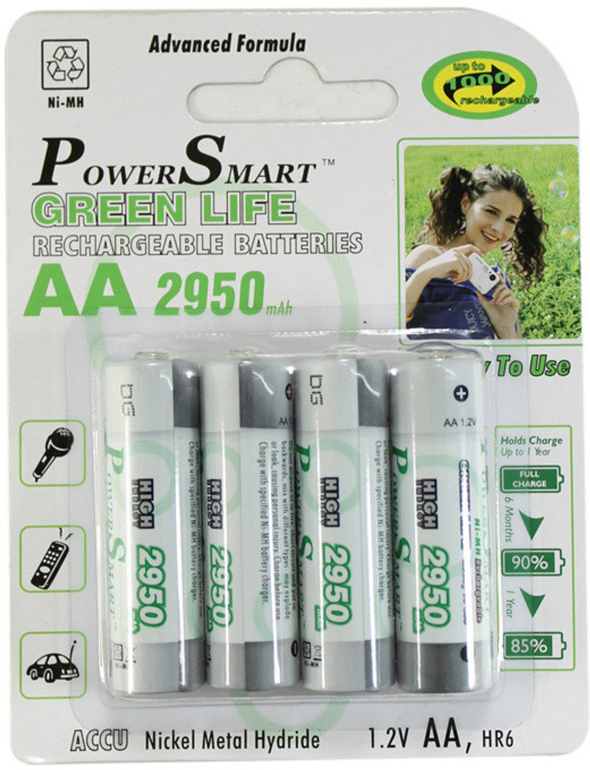 Image of Power Smart Pack of 4 AA 2950mAh Battery