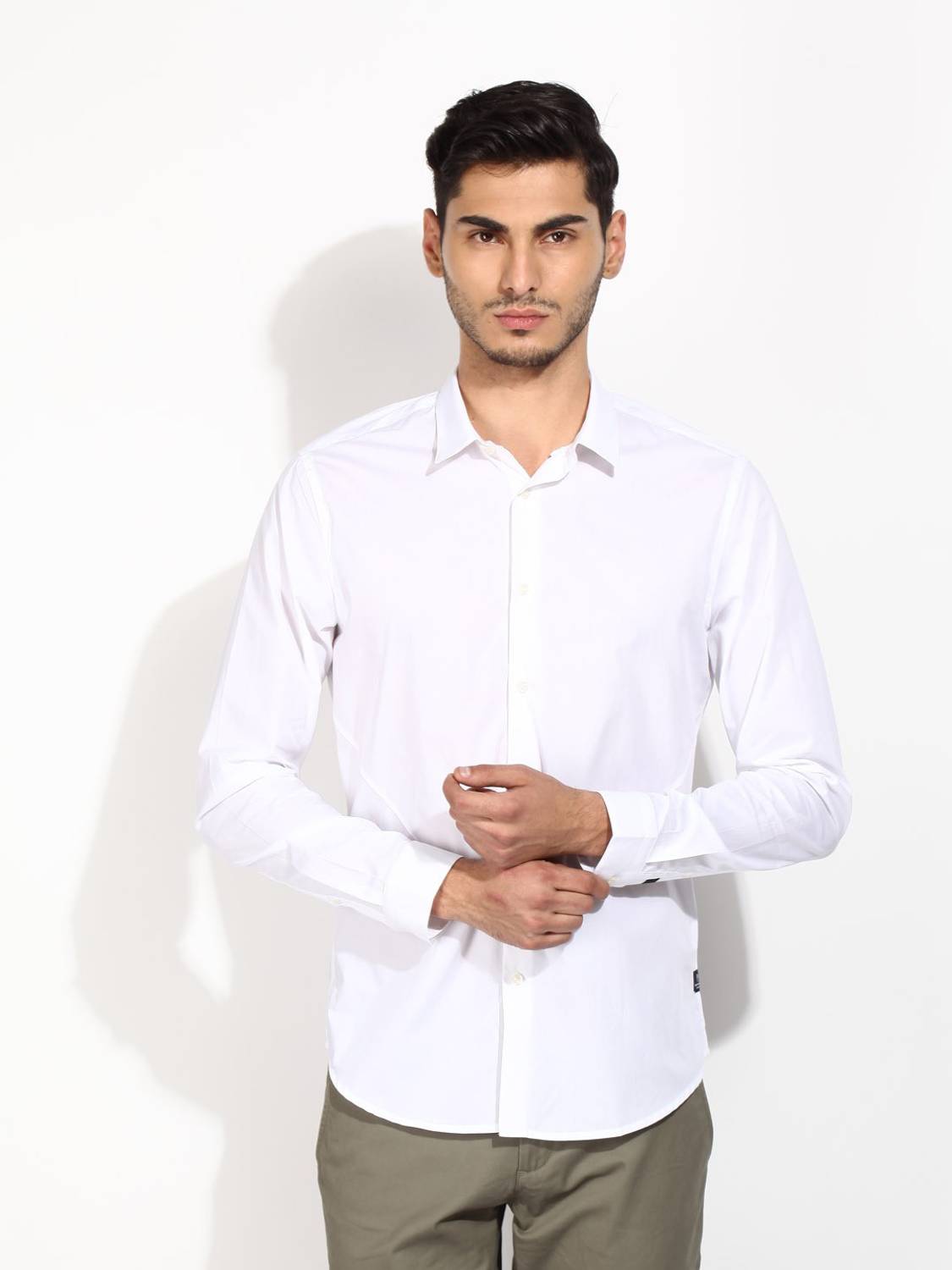 Blackberrys Men Solid Casual White Shirt