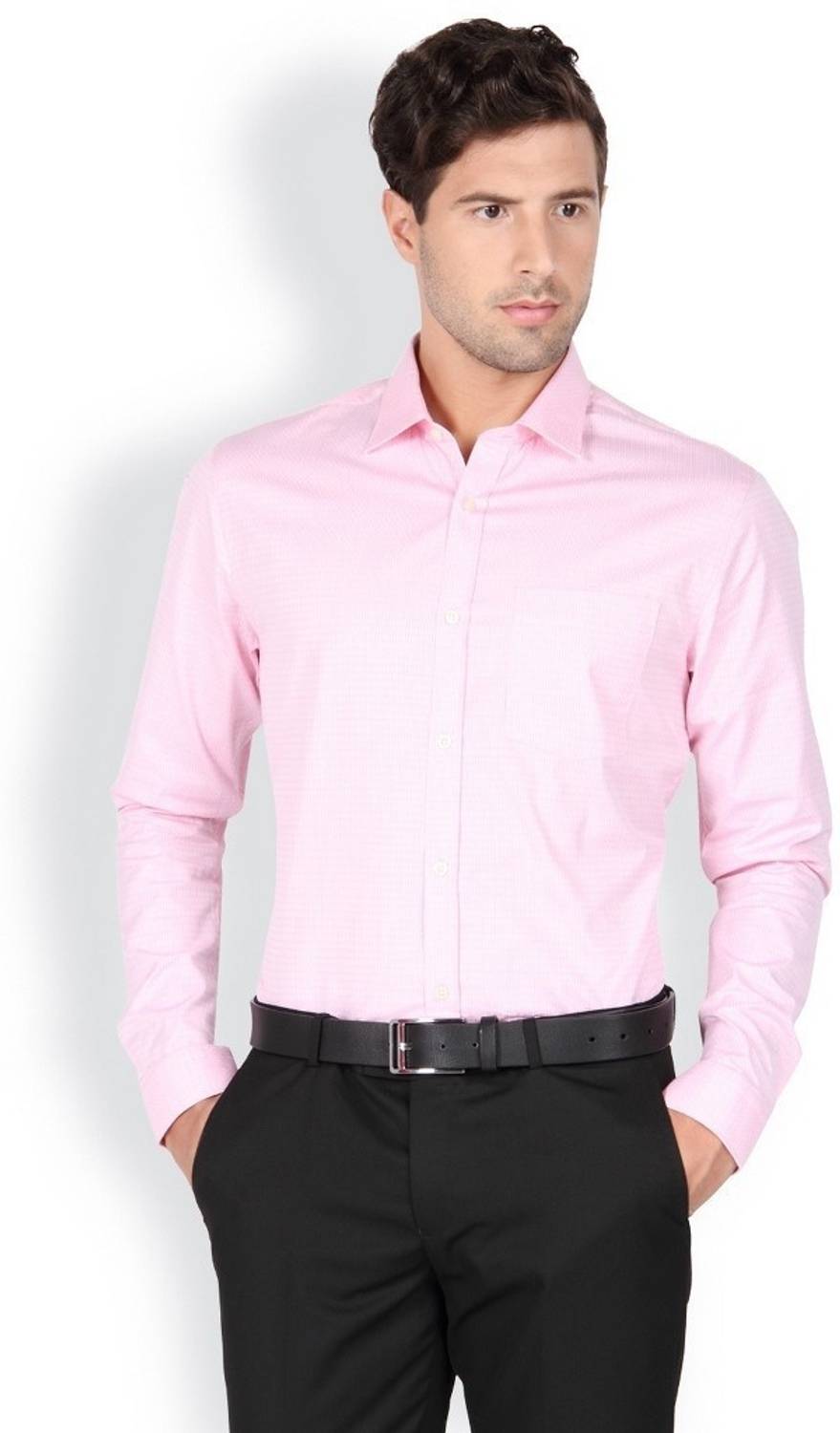 Blackberrys Men Striped Formal Pink Shirt