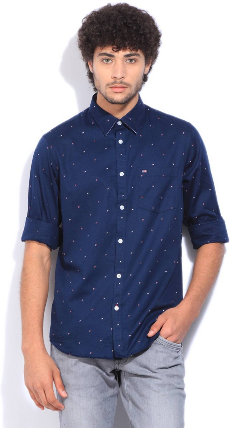 Arrow Sport Men Printed Casual Dark Blue Shirt