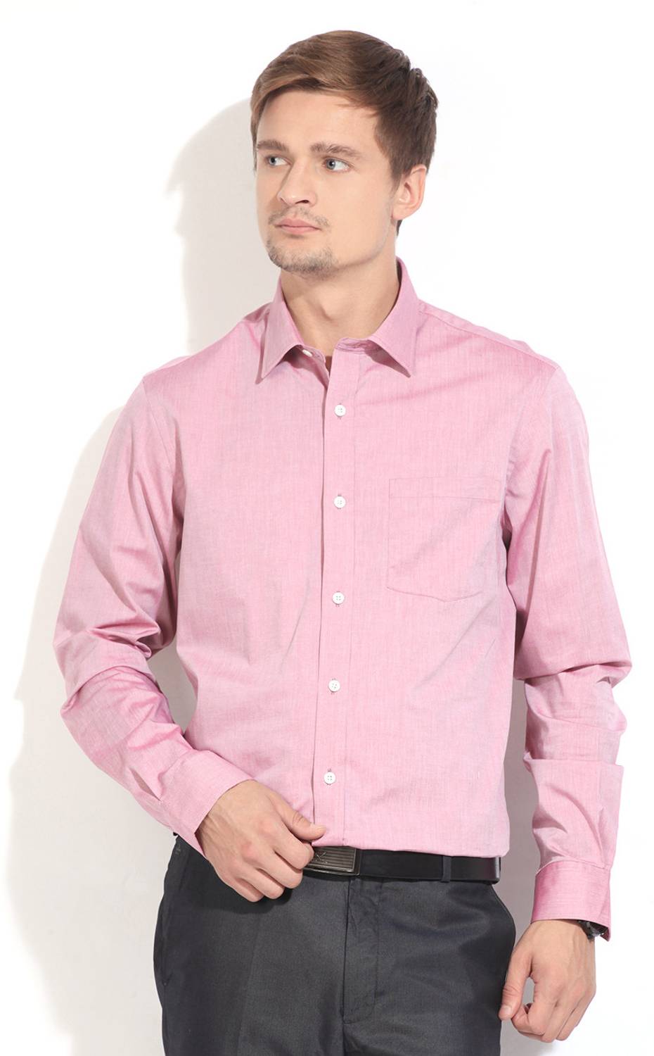 ARROW Men Solid Formal Pink Shirt