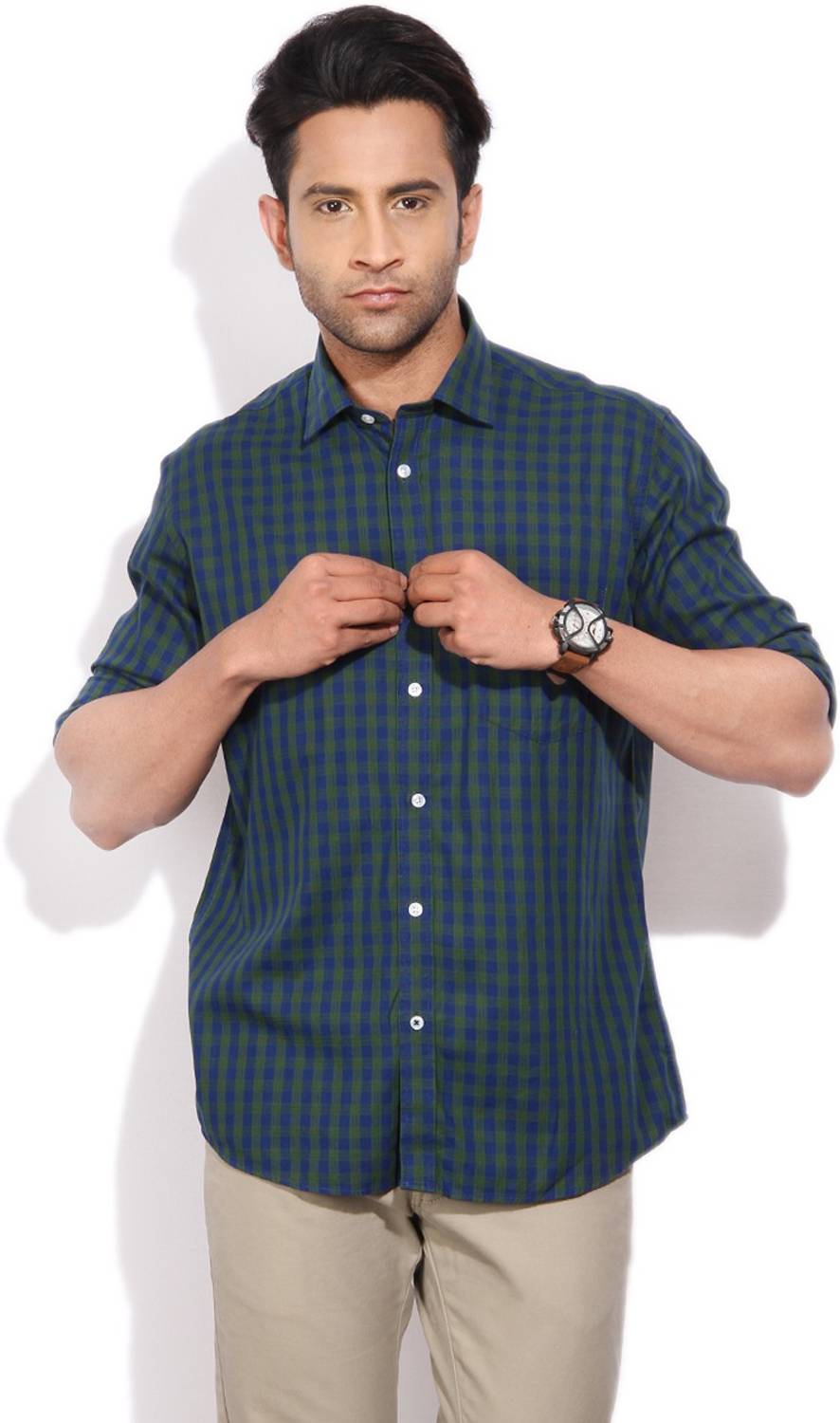 Arrow Sport Men Checkered Casual Blue Shirt