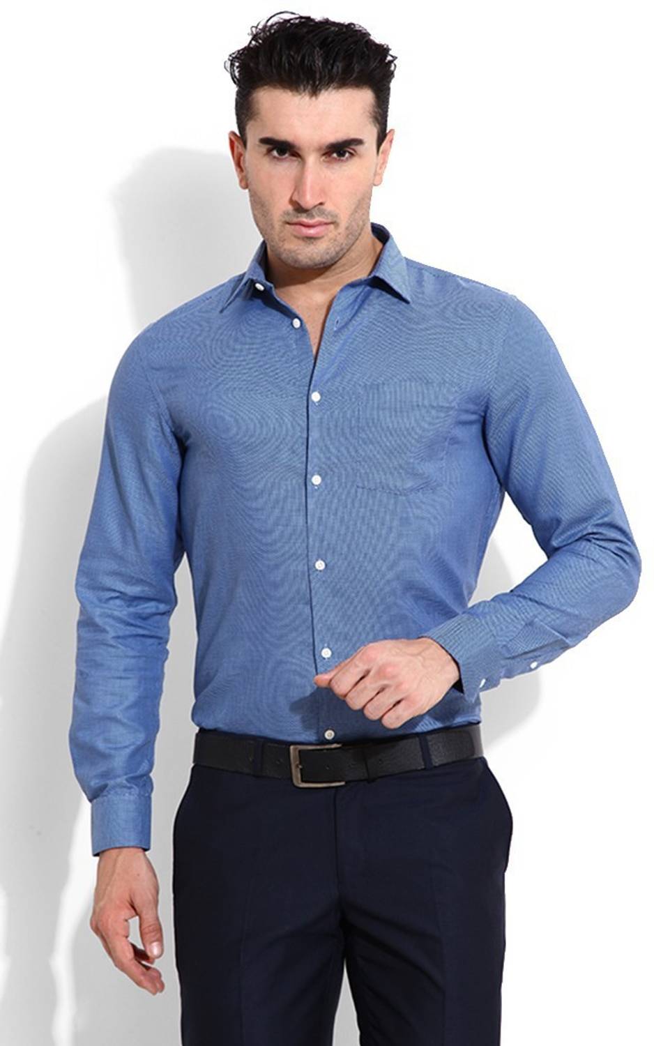 Blackberrys Men Printed Casual Dark Blue Shirt