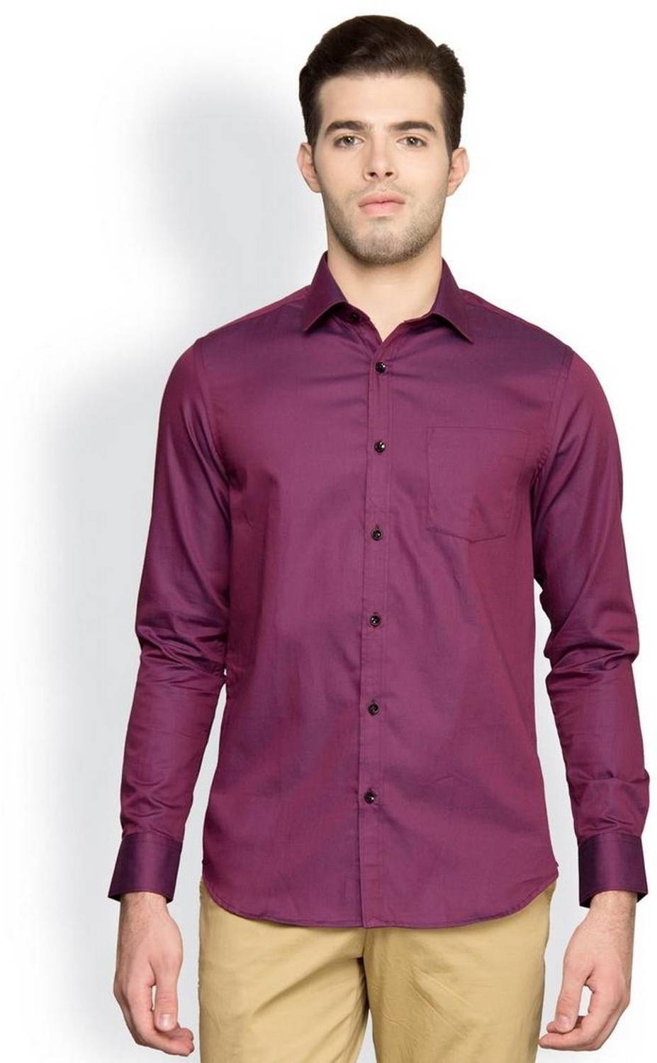 Blackberrys Men Solid Casual Maroon Shirt