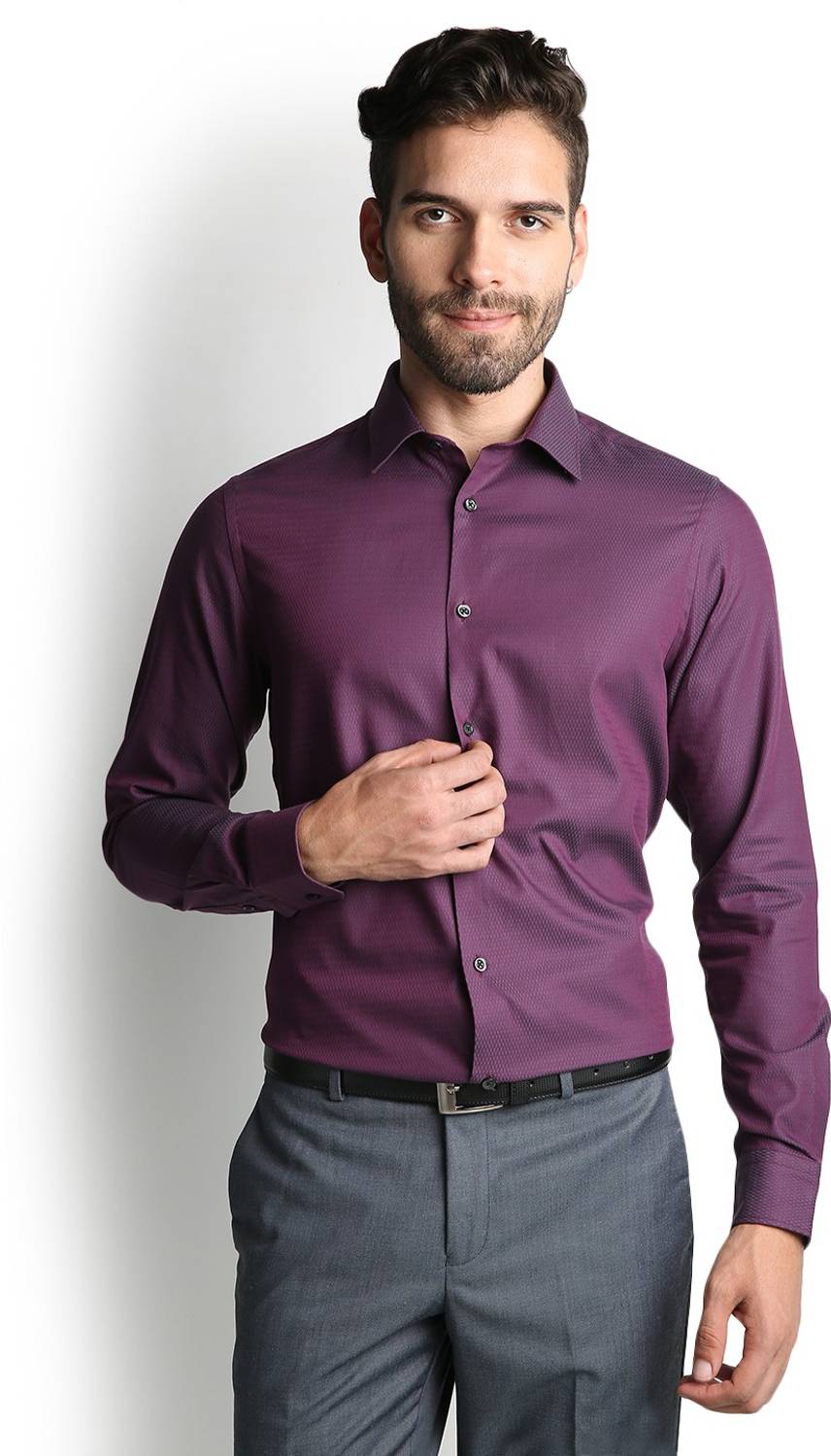 Blackberrys Men Self Design Casual Purple Shirt