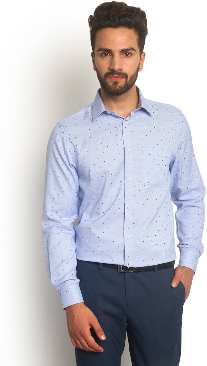 Blackberrys Men Self Design Formal Blue Shirt