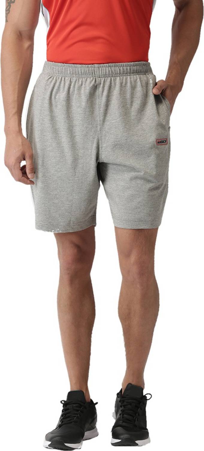 2GO Solid Men Grey Sports Shorts