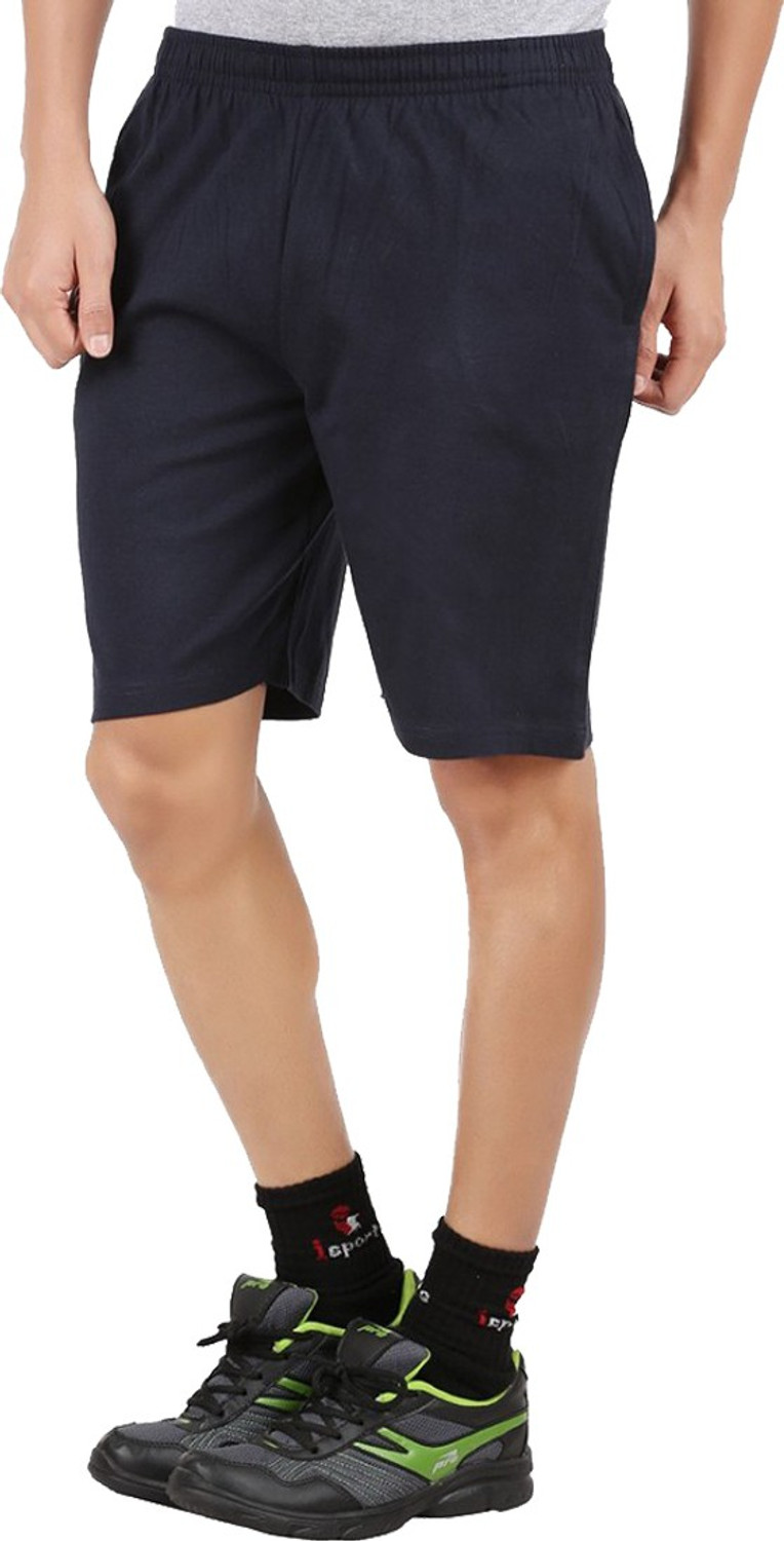 Image of CHECKERSBAY Solid Men Dark Blue, Black, Grey Sports Shorts