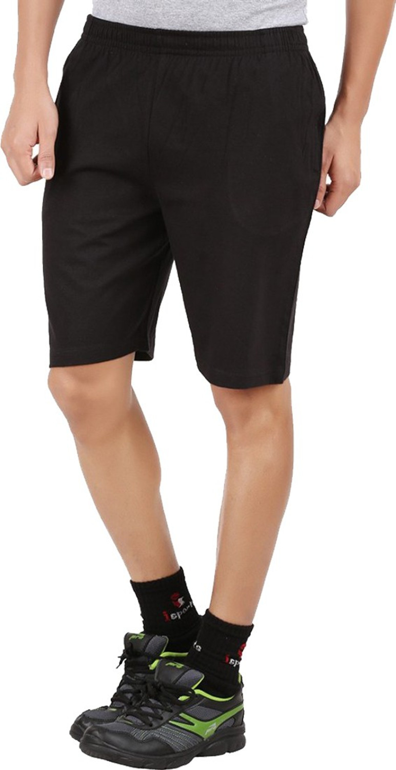 Image of CHECKERSBAY Solid Men Dark Blue, Black, Grey Sports Shorts
