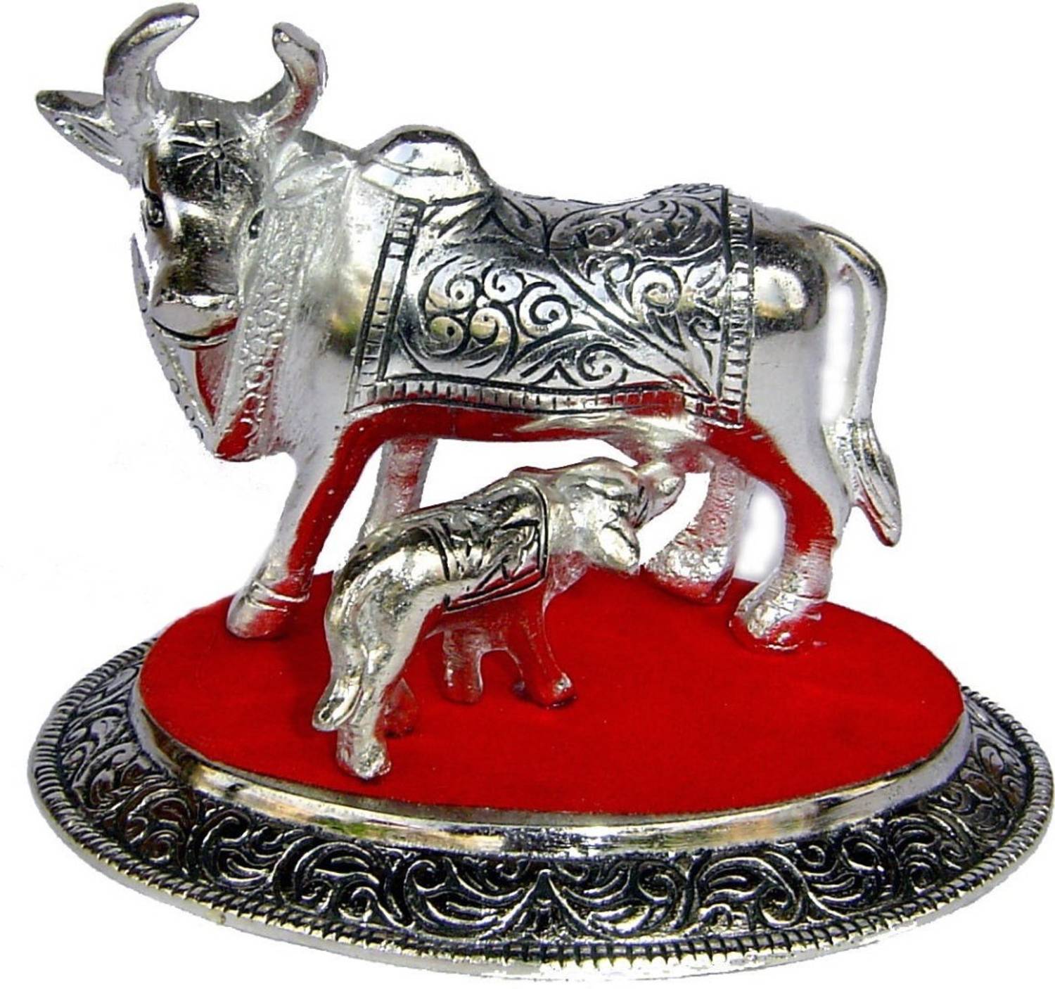 Bharatcraft Kamdhenu Cow and Calf Decorative Showpiece  -  10.16 cm