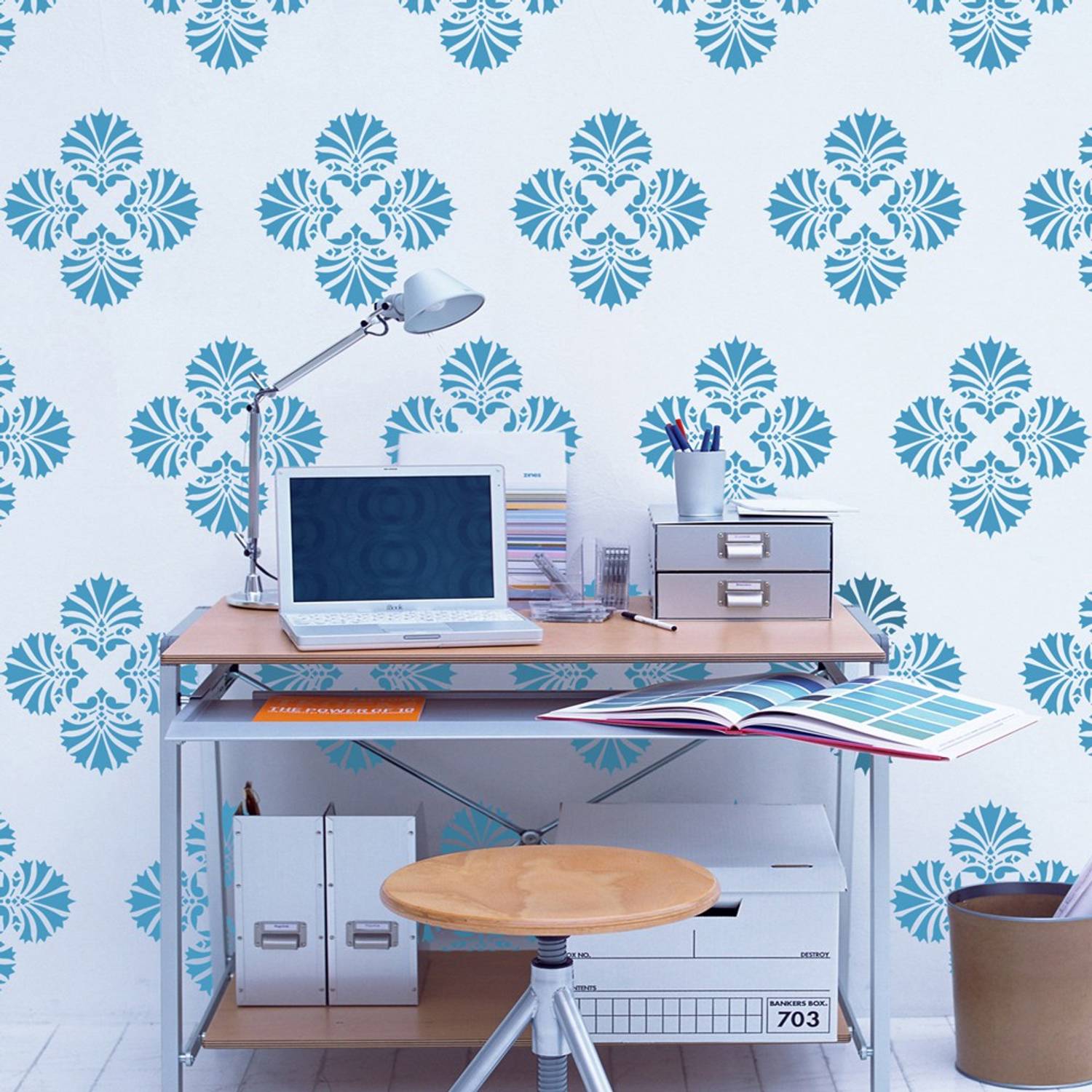 Arhat Stencils DAMASK ASR-E108 GLOSSY DAMASK PVC (Wall Décor & Art) Stencil