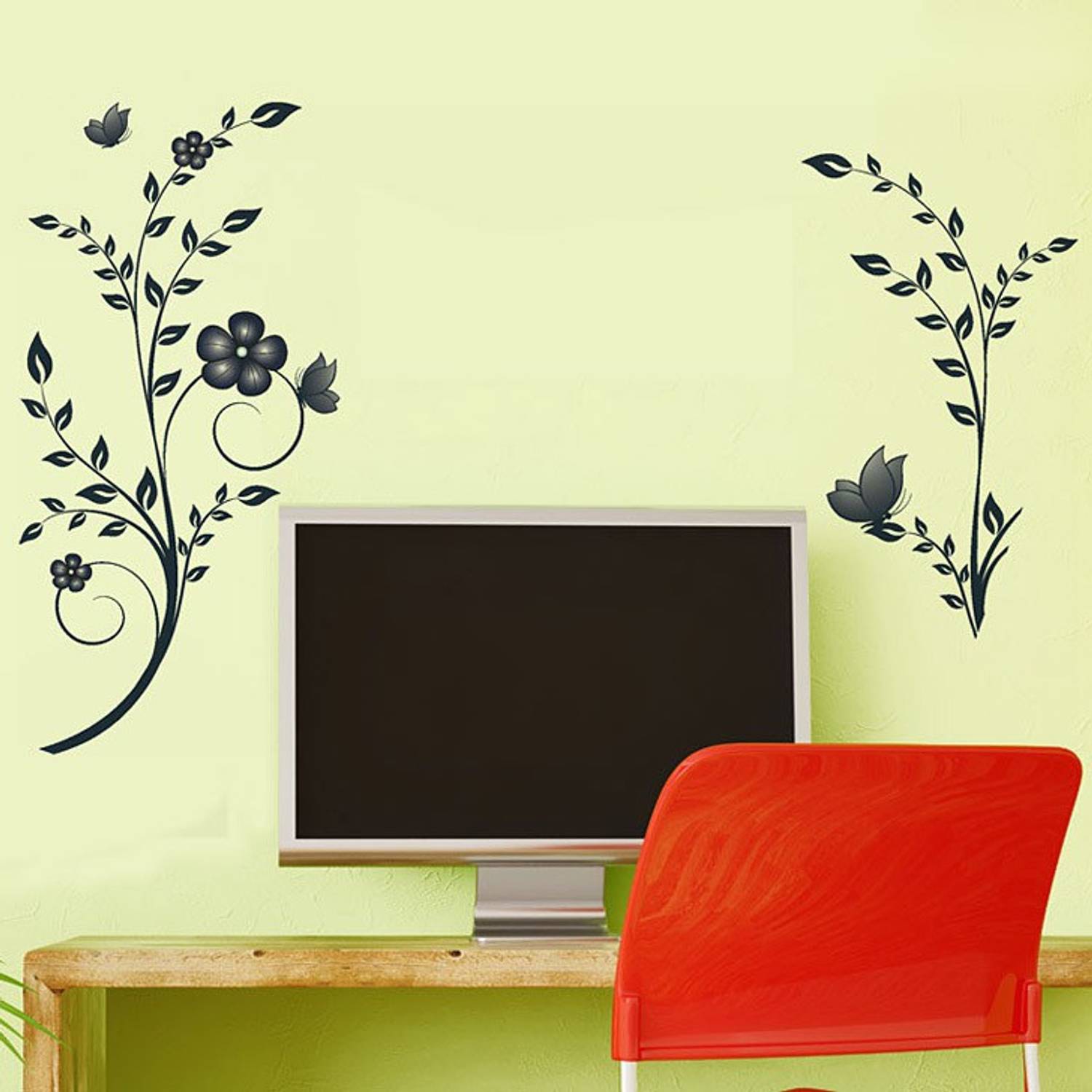 Aquire 110 cm Sober Flower Vines TV Background 5719 Self Adhesive Sticker