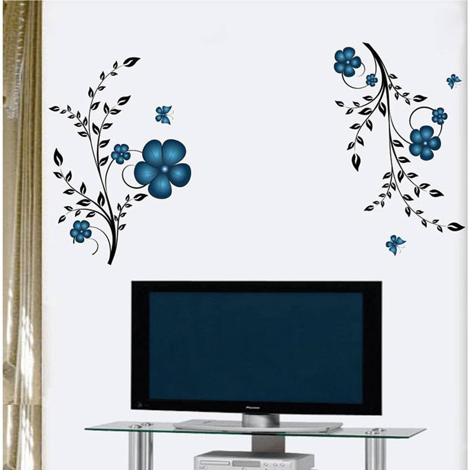 Aquire 120 cm Blue Flowers TV Background 5764 Self Adhesive Sticker