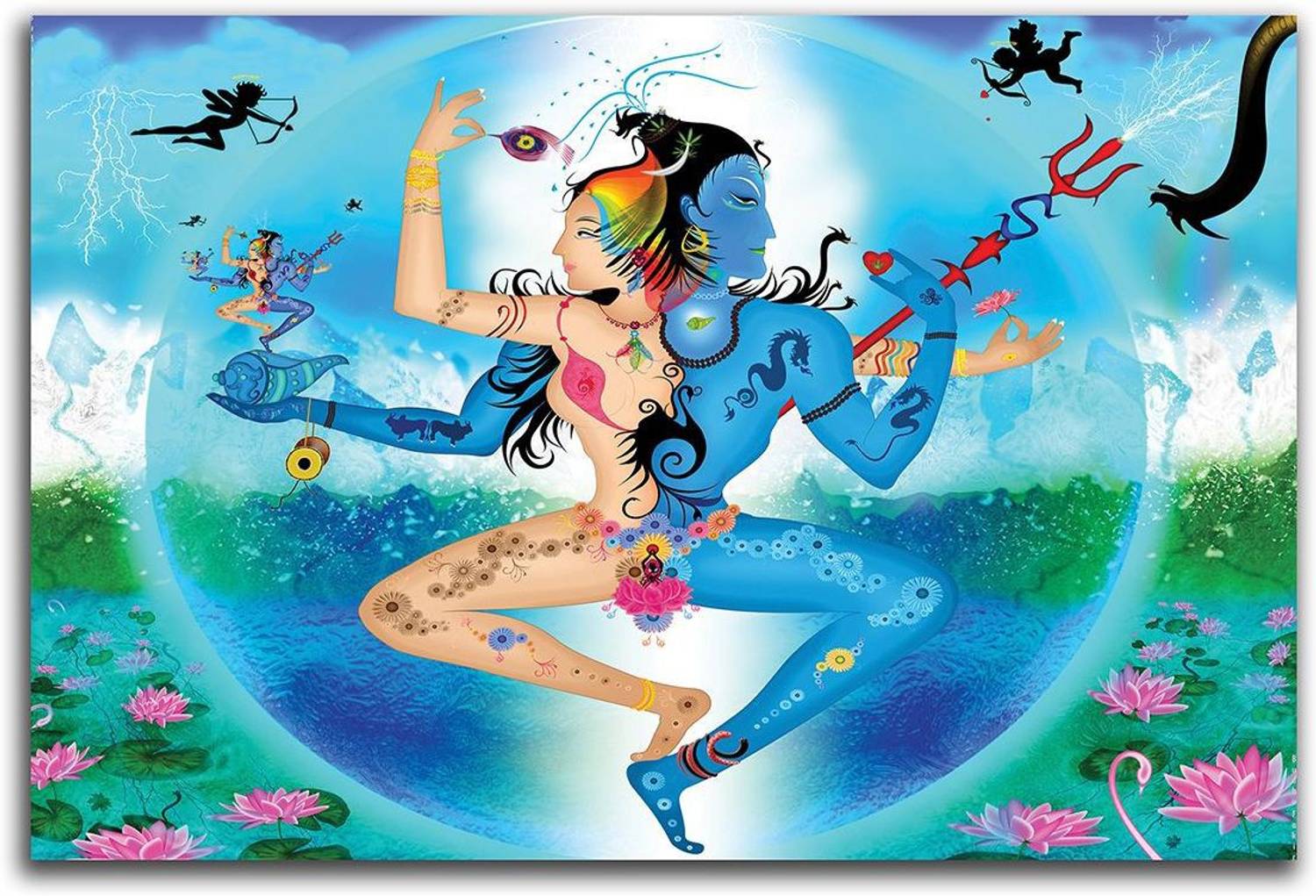 Artifa 40 cm Lord Shiva marvelous Wall/Door Sticker Self Adhesive Sticker