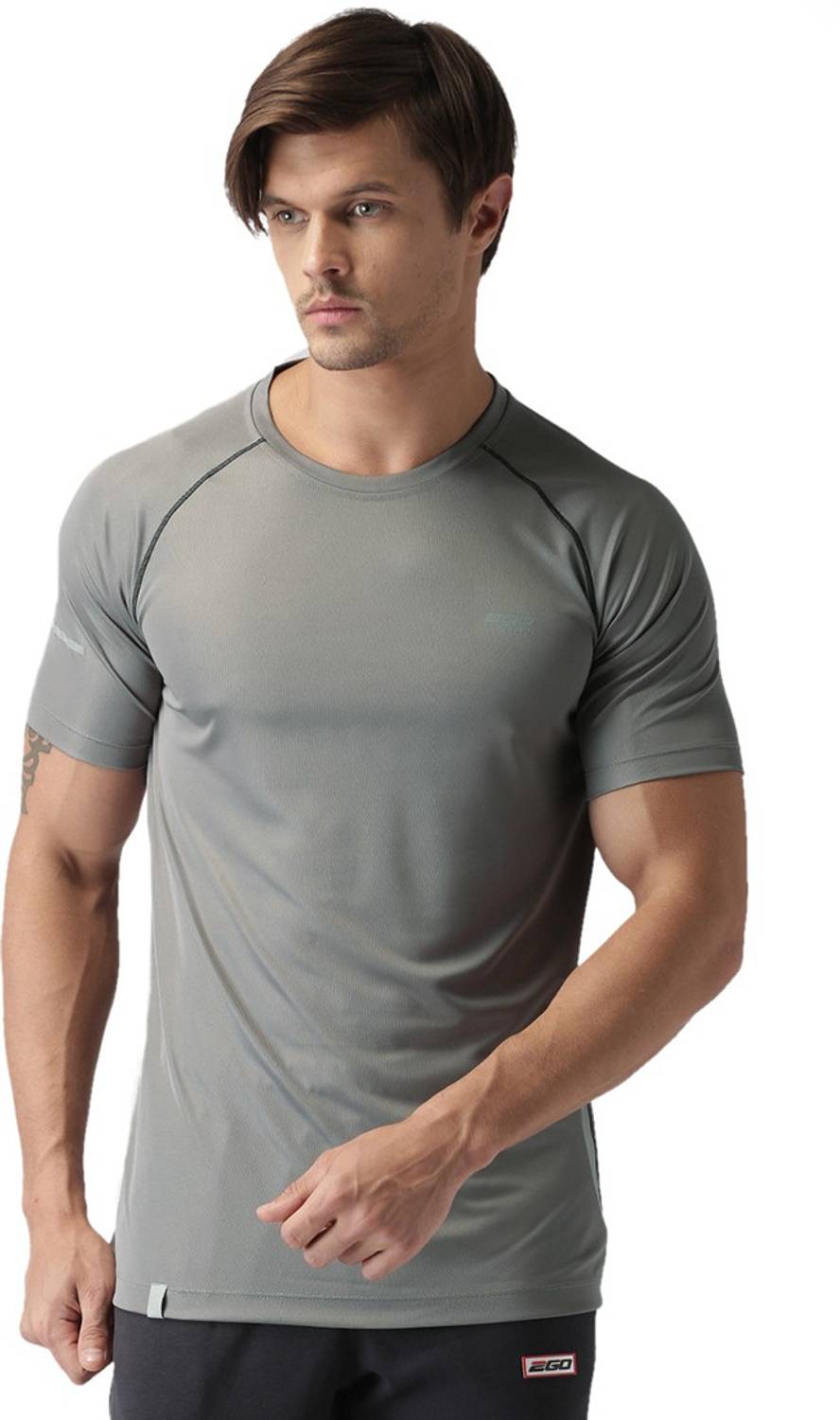 2GO Solid Men Round Neck Grey T-Shirt