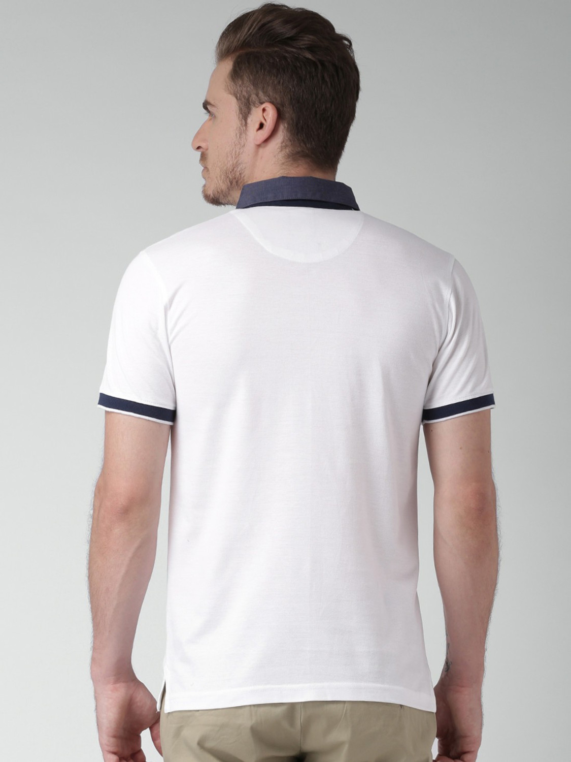 Image of INVICTUS Solid Men Polo Neck White T-Shirt