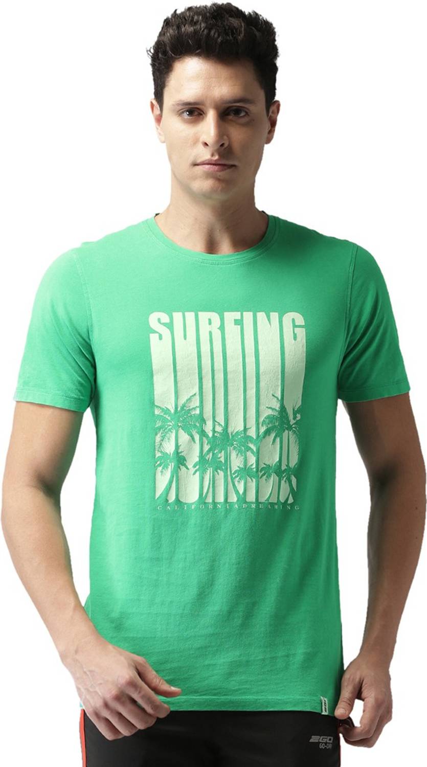 2GO Solid Men Round Neck Green T-Shirt