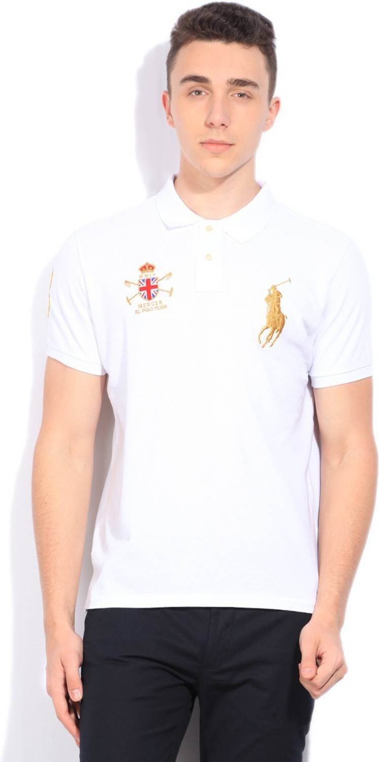 Ralph Lauren Solid Men Polo Neck White T-Shirt - Buy White Ralph