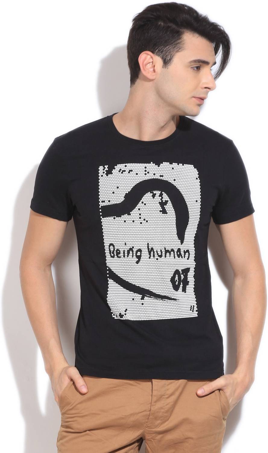 Being Human CLOTHING Printed Men Round Neck Black T-Shirt
