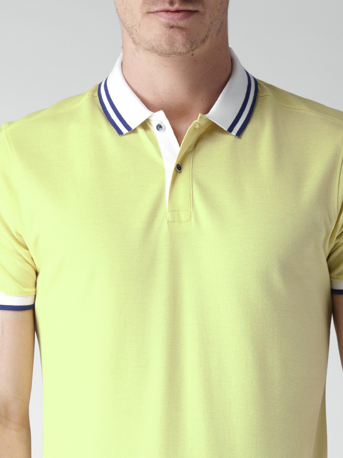 Image of INVICTUS Solid Men Polo Neck Yellow T-Shirt