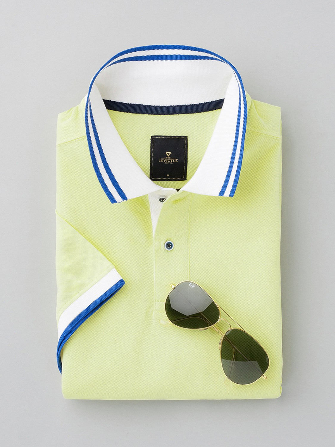 Image of INVICTUS Solid Men Polo Neck Yellow T-Shirt