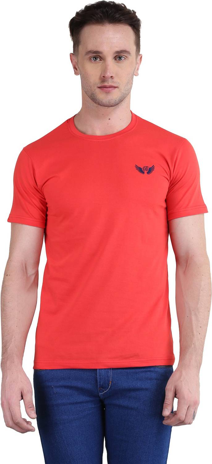 BRAVEZI Solid Men Round Neck Red T-Shirt