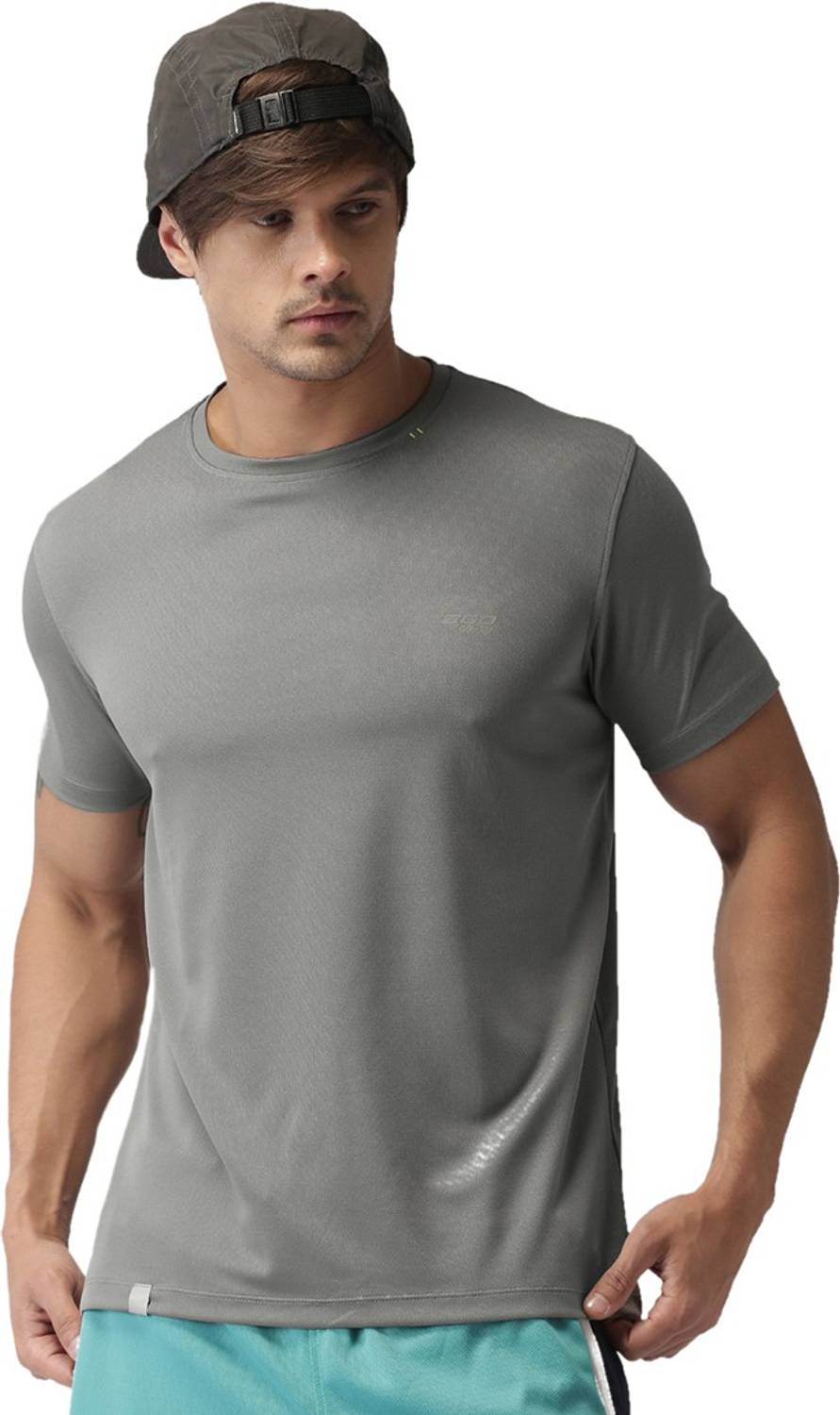 2GO Solid Men Round Neck Grey T-Shirt