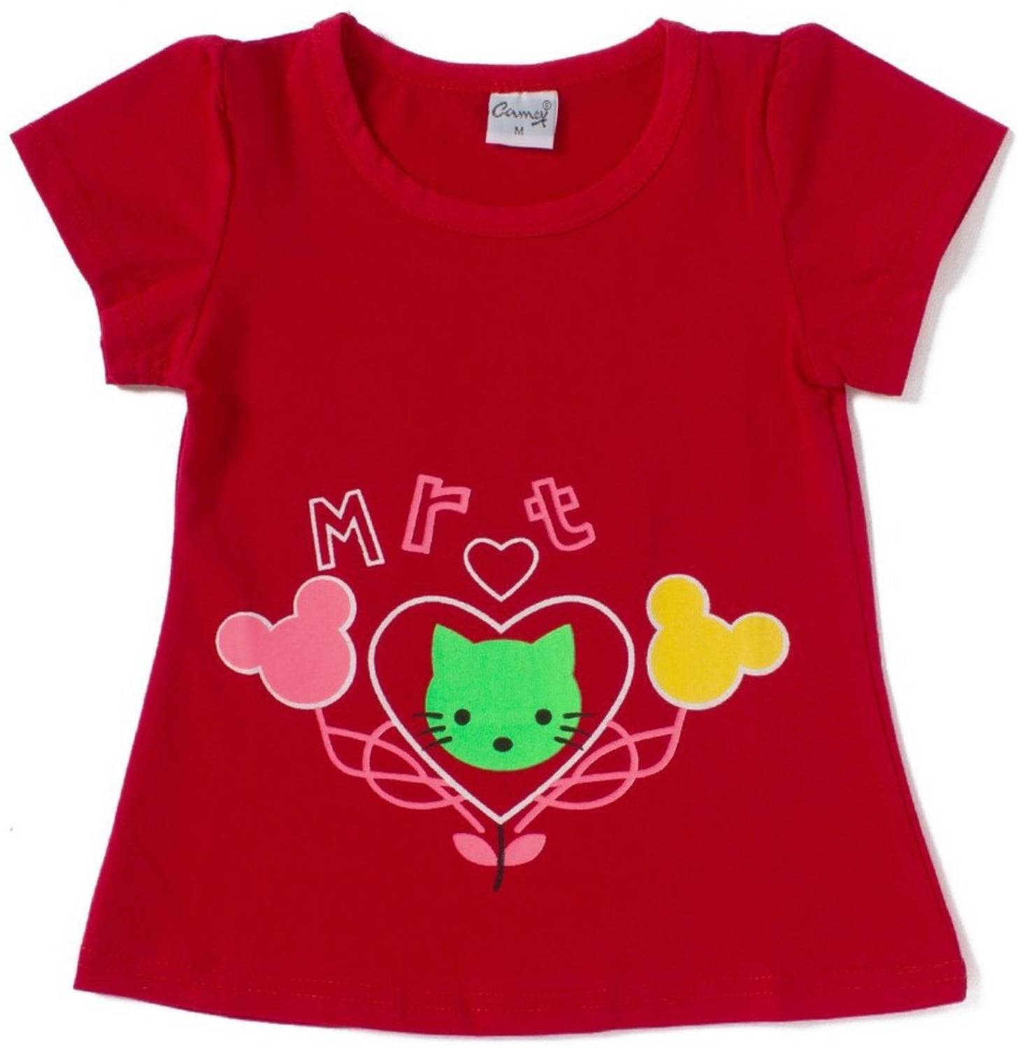 Camey Girls Printed Cotton Blend Regular T Shirt