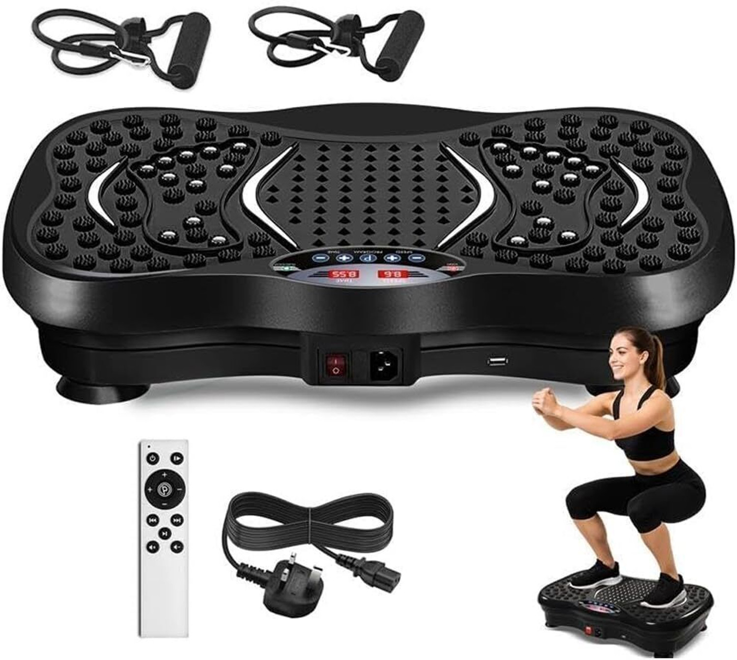 Image of AASHRO MALL Vibration Platform Massager with Remote & Exercise Ropes Weight Loss & Fitness Ab Exerciser