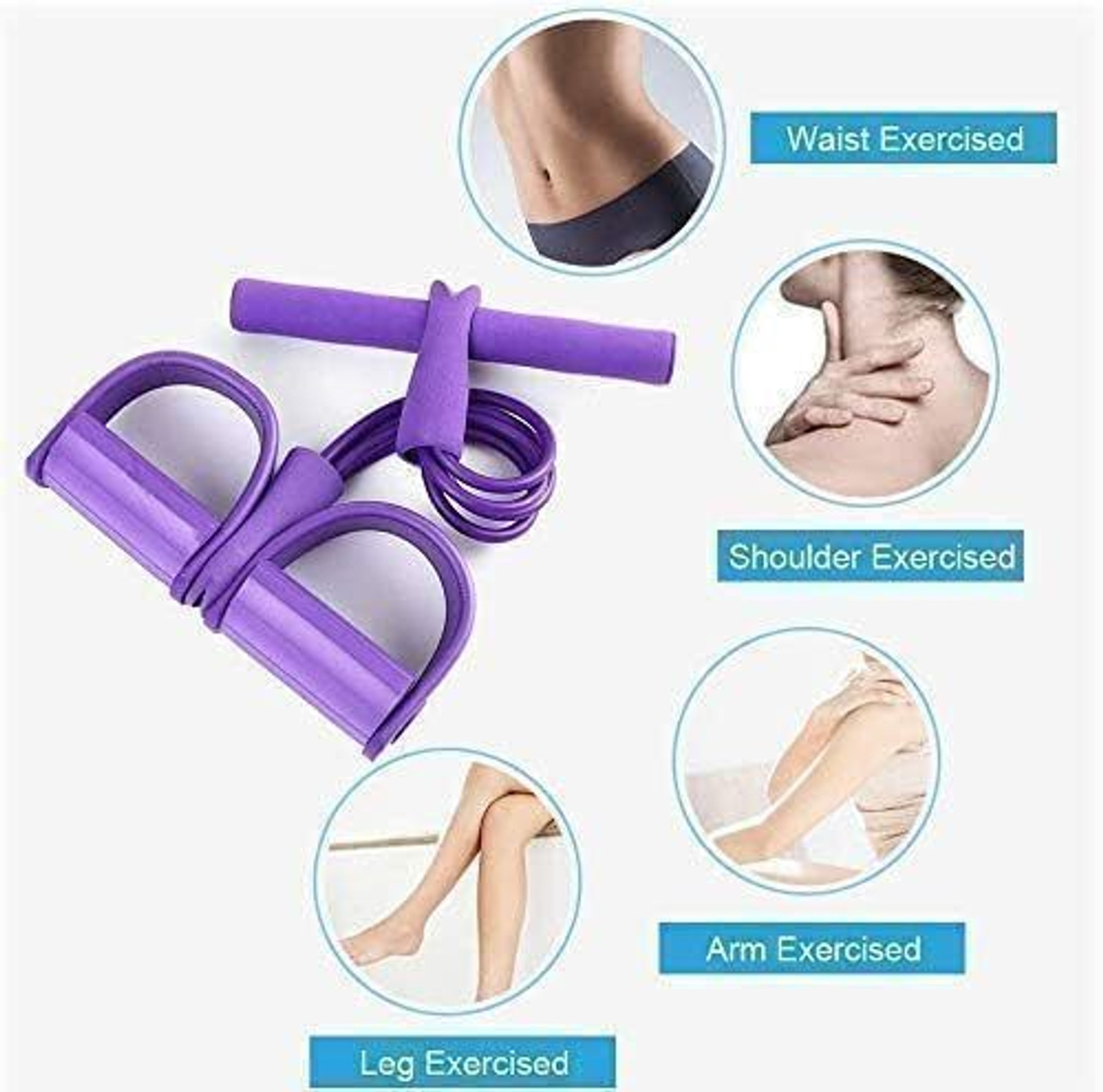 Image of FERVIK Resistance Pedal Exerciser 4 Tube Band Body Pull Reducer Fitness Resistance Tube