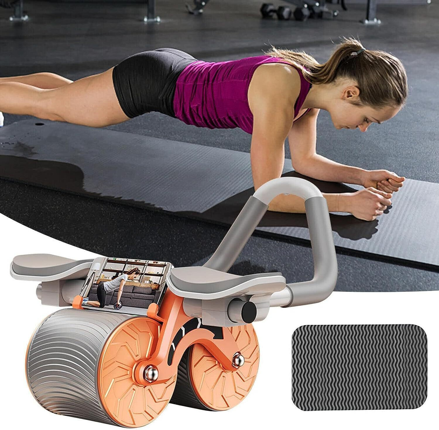 Image of Deoxys Core Workout Roller, Abs Workout Equipment Automatic Rebound Wheel Ab Exerciser